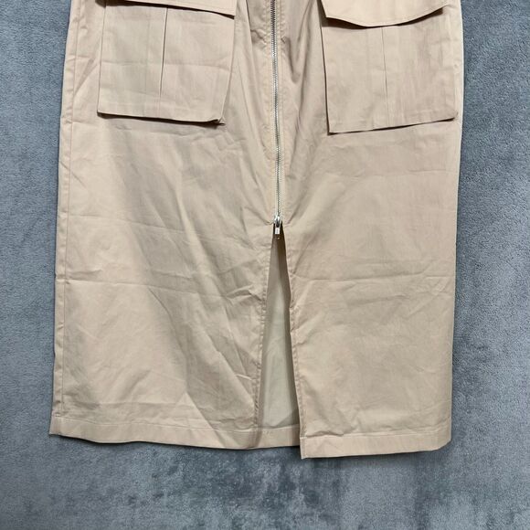 Abercrombie & Fitch Women’s Cargo Utility Zip-Front Midi Skirt Beige Size L O - Picture 3 of 16